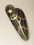 Suzan Rezac. jewelry. "Veined Tiger". Brooch. Shakudo, shibuichi, 18K gold. Inlay.