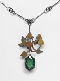 Suzan Rezac. Jewelry. Pendant. Green quartz, mica powder, oxidized silver