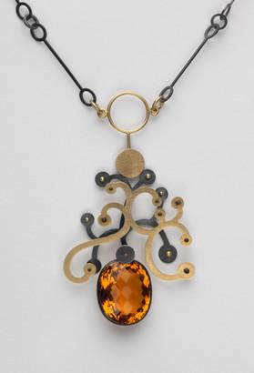 Suzan Rezac. Pendant. Citrine, 18K gold, oxidized silver