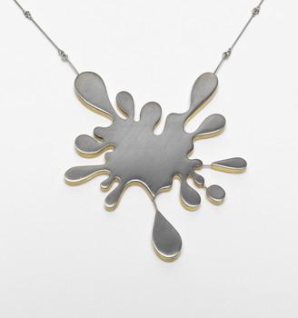 Suzan Rezac. Jewelry. "Gold Splash". 18K gold, oxidized silver, platinum
