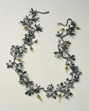 Suzan Rezac oxidized silver 18K gold vine necklace