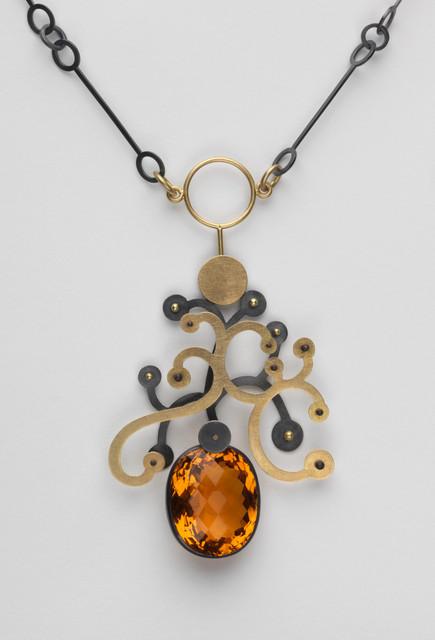 Suzan Rezac. Pendant. Citrine, 18K gold, oxidized silver