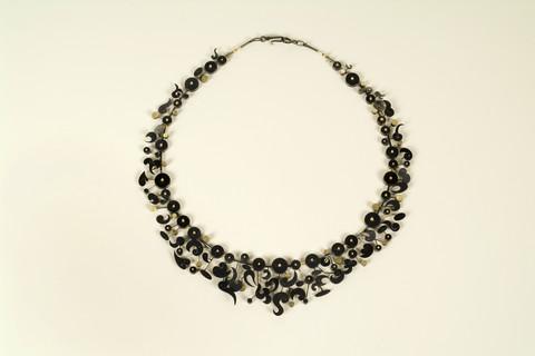 Suzan Rezac. Jewelry. Necklace. Oxidized silver, 18K gold, platinum