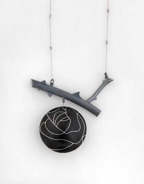 Suzan Rezac. Jewelry. Inlay. "Silver Rose". Silver, shakudo, platinum