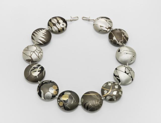 Suzan Rezac jewelry winter reversible necklace inlay silver shakudo 18K gold nickel silver
