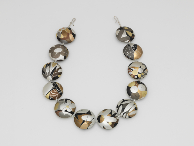 Suzan Rezac. "Indian Summer". Reversible necklace. Silver, bronze, shibuichi, shakudo, copper, nickel silver, brass, 18K yellow and red gold.