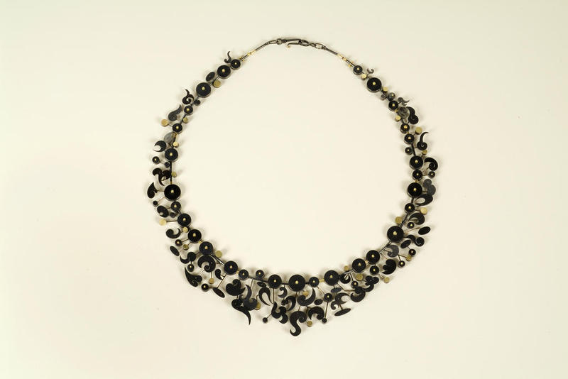 Suzan Rezac. Necklace: oxidized silver, 18K gold, platinum